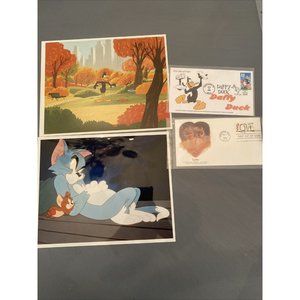 ESTATE FINDS! TOM AND JERRY CARTOON And DAFFY DUCK 8X10 PHOTO  AND STAMP 1999